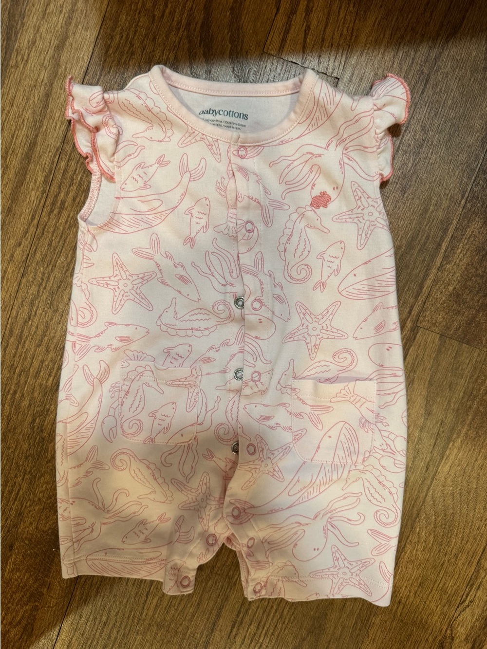 babycottons Pink and White Sea Life One-Piece